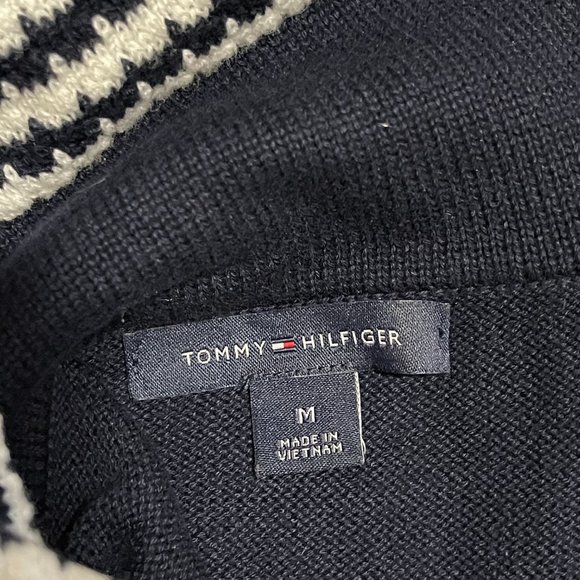 Dark blue Tommy Hilfiger sweater w/ white stripes - Picture 3 of 3